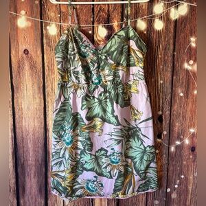 J. Crew Pink and Green Tropical Dress